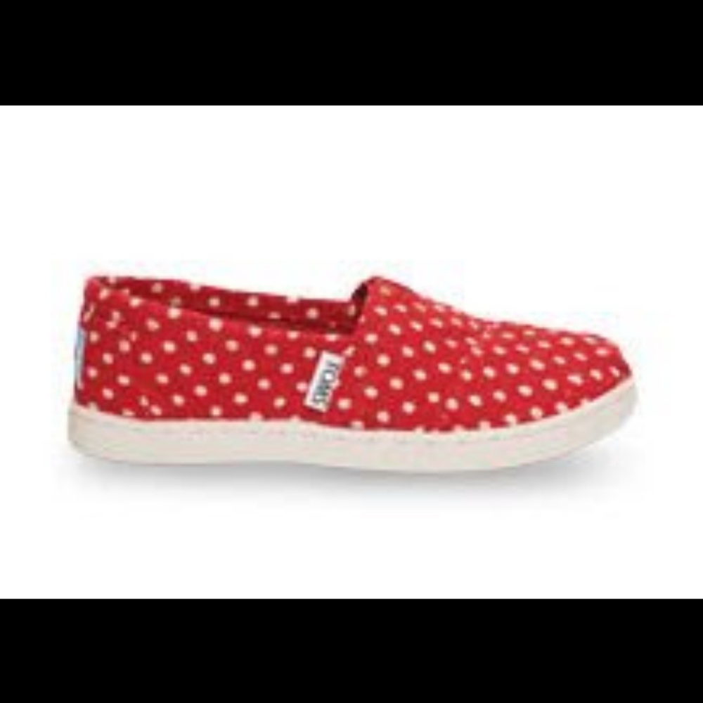 TOMS red polka dots classics, Youth size 4